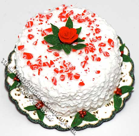 (image for) Dollhouse Scale Model Candy Cane Sprinkles Cake